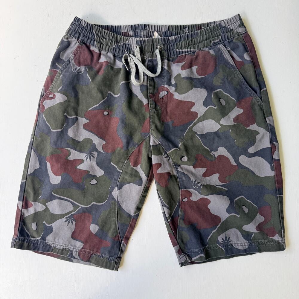 Holton Mens Camo Drawstock Shorts XL Multicolor Camouflage Distressed Athletic